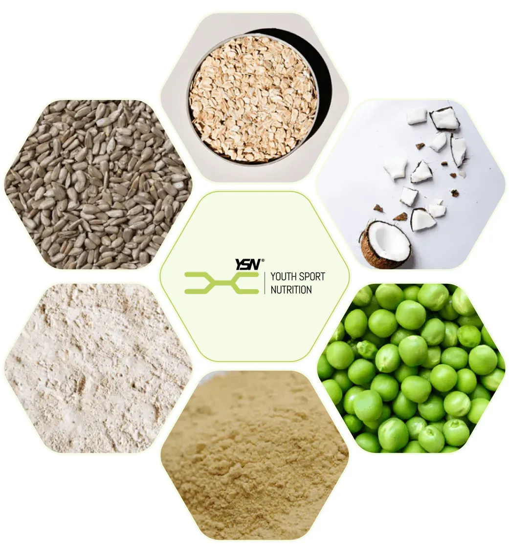 Hexagons of oats, seeds, coconut, peas and more