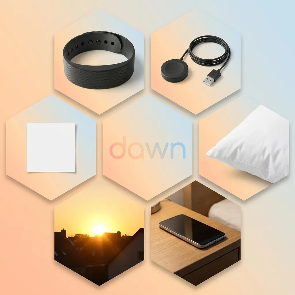 The Dawn Band kit in a hexagon flat-lay